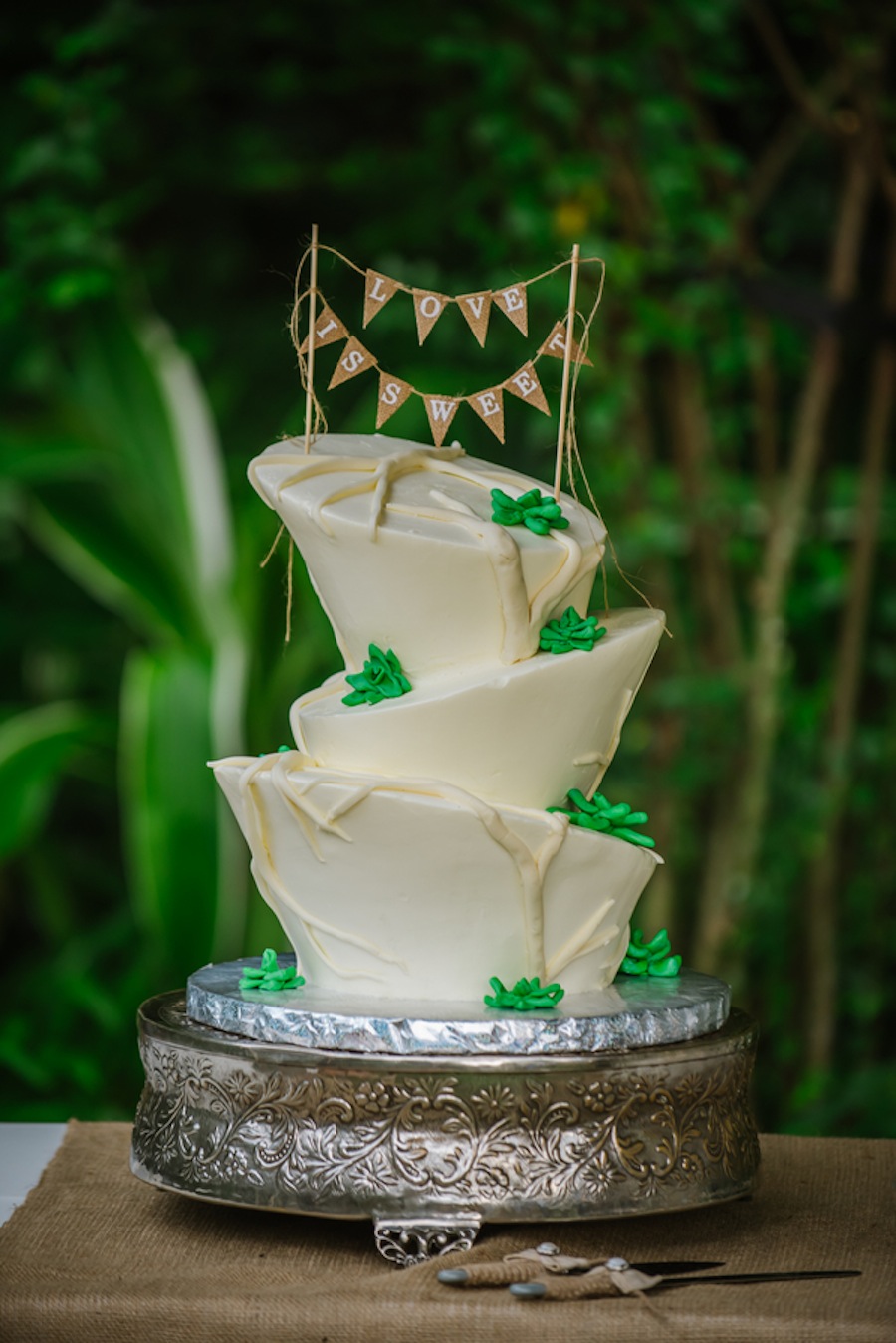 Modern, Twisted Unique Alice in Wonderland Style Wedding Cake