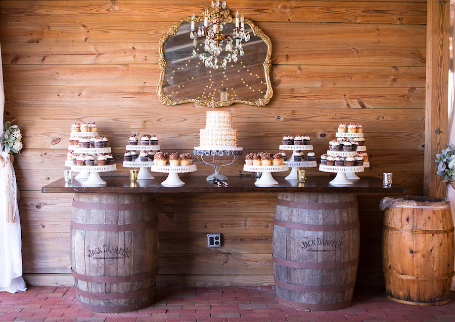 Rustic Wedding Cake and Cupcake Dessert Table | Tampa Wedding Cake Alessi Bakery