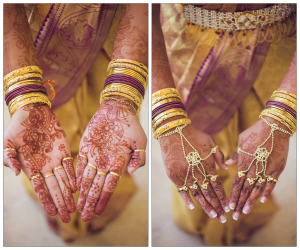 Indian Wedding Bride Henna with Gold Jewelry