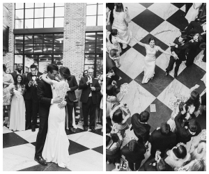 Wedding Reception Bride and Groom Entrance and First Dance | Tampa Wedding Venue Oxford Exchange