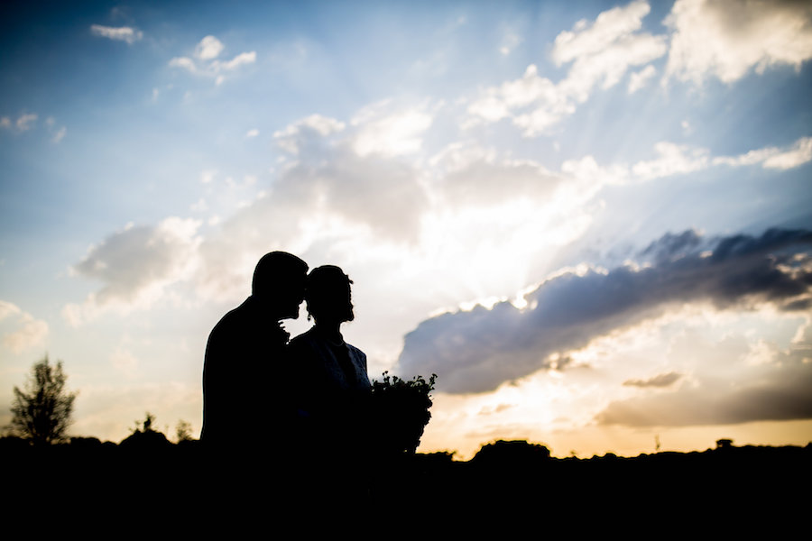 Plant City Bride and Groom Silhouette Wedding Portrait at Twilight | Tampa Wedding Photographer Rad Red Creative