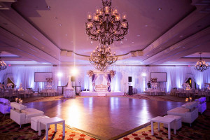 Lavish Purple Indian Wedding Reception with White Furniture | Ritz Carlton Sarasota Beach Club on Lido Key