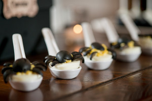 Halloween Inspired Deviled Eggs Appetizer with Spider Topper | Tampa Wedding Photographer Marc Edwards Photographs