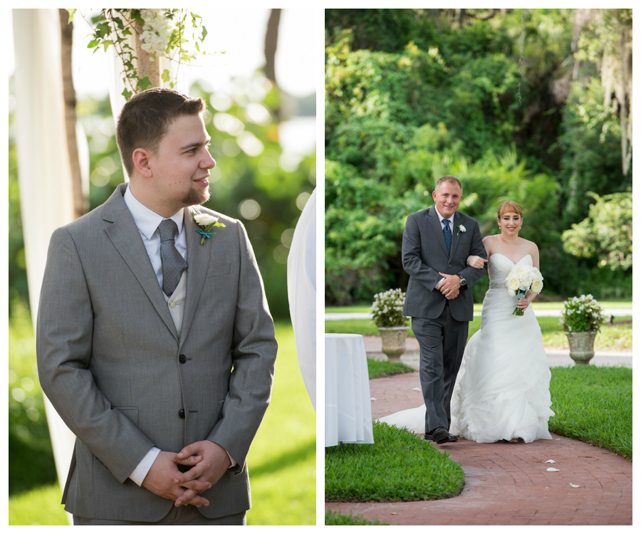 Groom's Reaction to Bride Walking Down the Aisle at Wedding Ceremony | Casablanca Bridal Wedding Dress