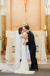 Tampa Wedding Church Ceremony First Kiss at Academy of the Holy Names