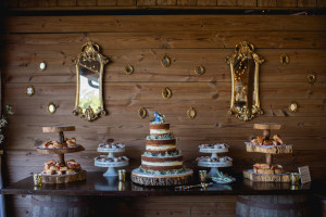 Wedding Cake Dessert Table with Naked Wedding Cake | Tampa Wedding Cake Alessi's Bakery