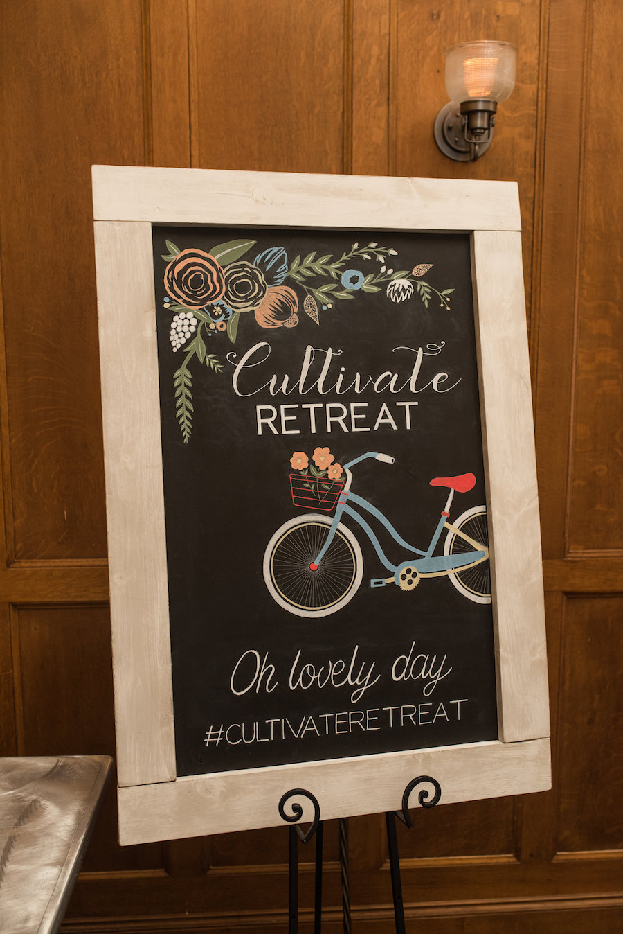Cultivate Retreat 2015 Wedding Workshop Conference Bicycle Chalkboard Sign | St. Petersburg Wedding Photography Caroline & Evan Photography