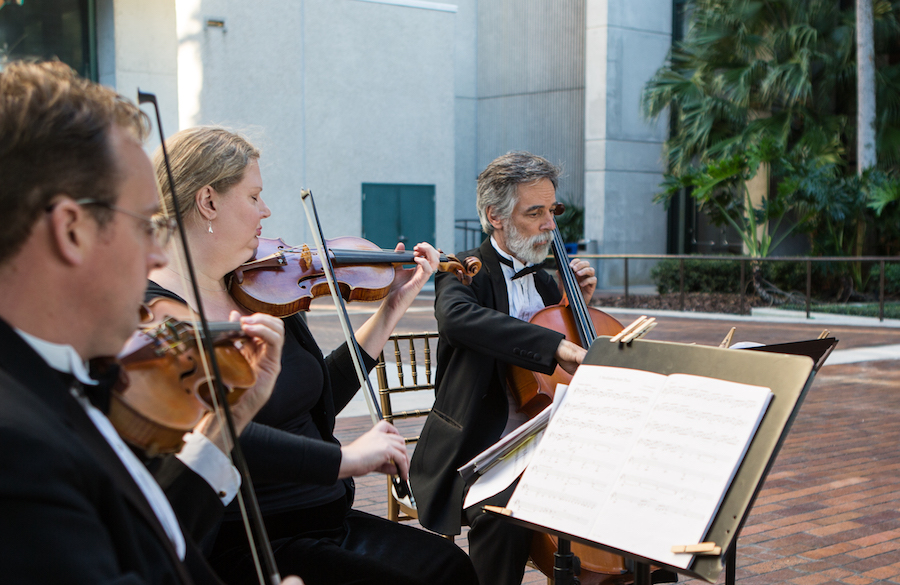 Outdoor Wedding Ceremony String Quartet | Downtown Tampa Wedding Venue The Straz Center
