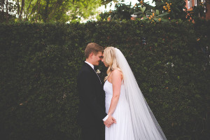 Outdoor, Tampa Bride and Groom Wedding Portrait with Veil