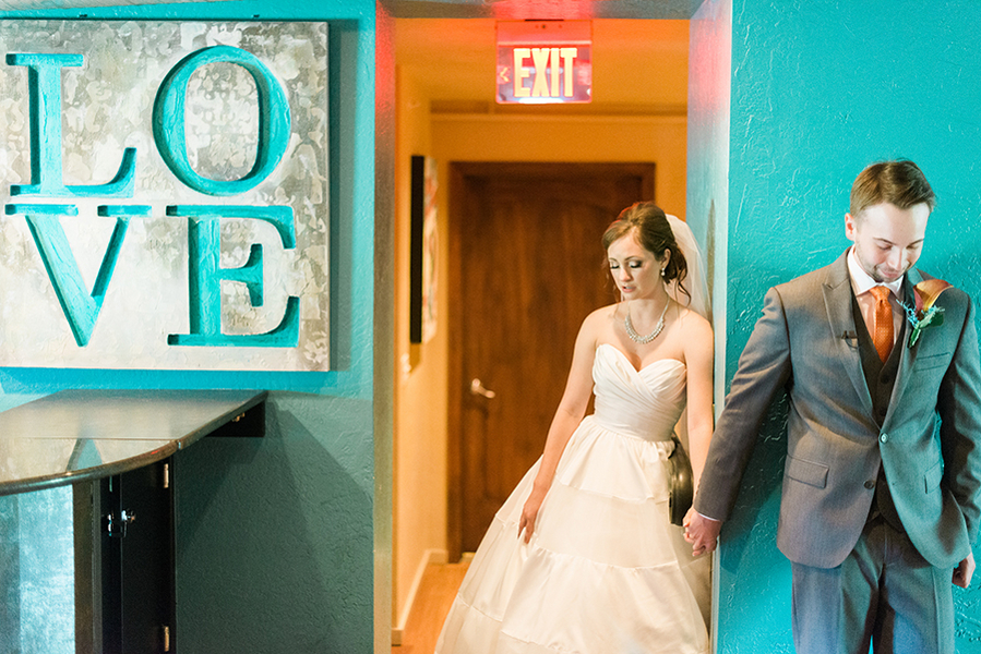 Bride and Groom First Touch Wedding Portrait | Downtown St. Pete Wedding Venue NOVA 535 Event Space