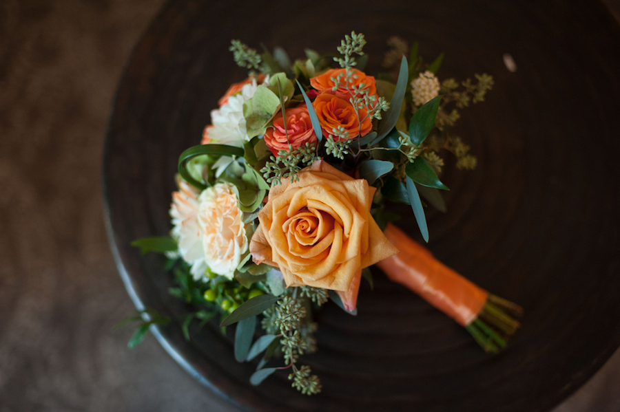 Orange and Ivory Rose Wedding Bridal Bouquet | Tampa Wedding Florist Andrea Layne Floral Design