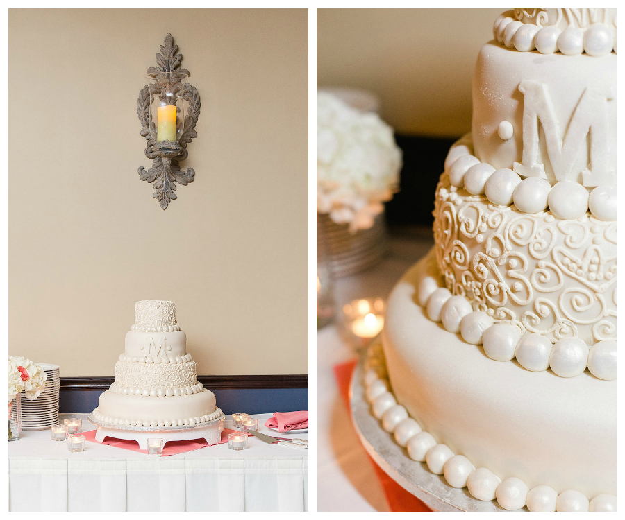 4-Tier White Scroll Swirl Monogrammed Wedding Cake