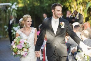 Bride and Groom Walking Down Aisle, Celebrating After Saying I Do