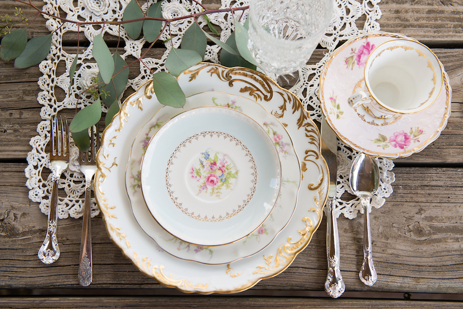 Vintage Dish Wedding Place Settings | Tampa Bay Vintage Wedding Rentals Ever After Wedding Rentals