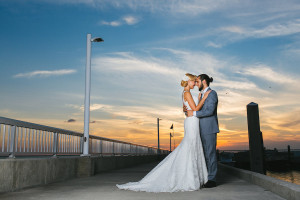 South Tampa Waterfront Wedding Bride and Groom Portrait at Sunset | Florida Wedding