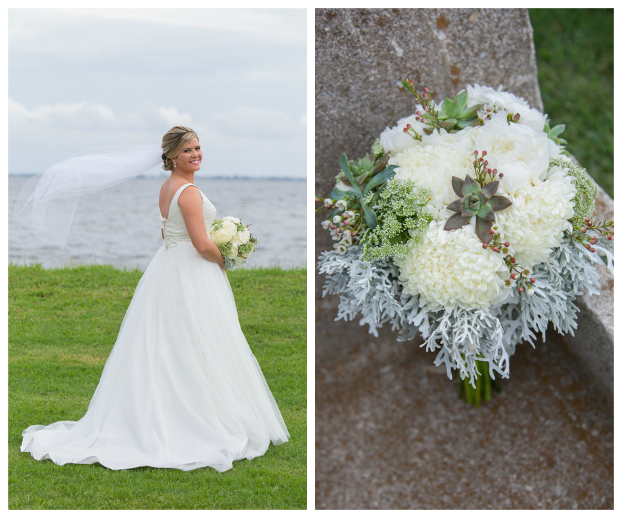 Outdoor Bridal Portrait and White Floral Wedding Bouquet with Succulents | Tampa Wedding Photographer Carrie Wildes Photography