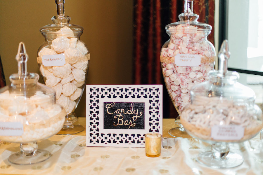 Wedding Reception Candy Bar/Buffet Dessert Table in Apothecary Jars