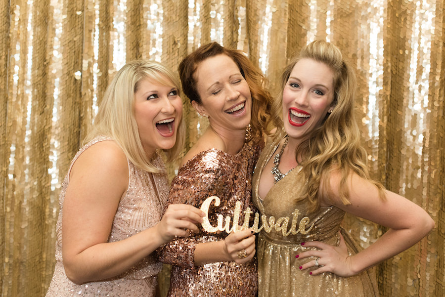 Wedding Photobooth with Gold Sequin Backdrop Cultivate Retreat 2015 Wedding Workshop Conference | St. Petersburg Wedding Photography Caroline & Evan Photography