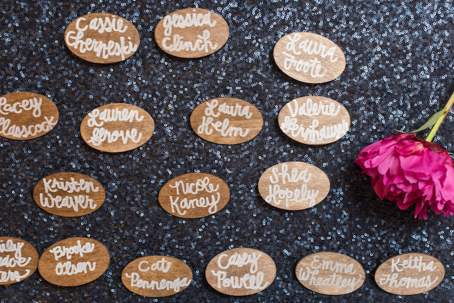Wooden Calligraphy Name Tags |Cultivate Retreat 2015 Wedding Workshop Conference