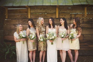 Gold Bridesmaid Dresses and Nicole Miller Wedding Dress | Rustic Tampa Wedding at Cross Creek Ranch