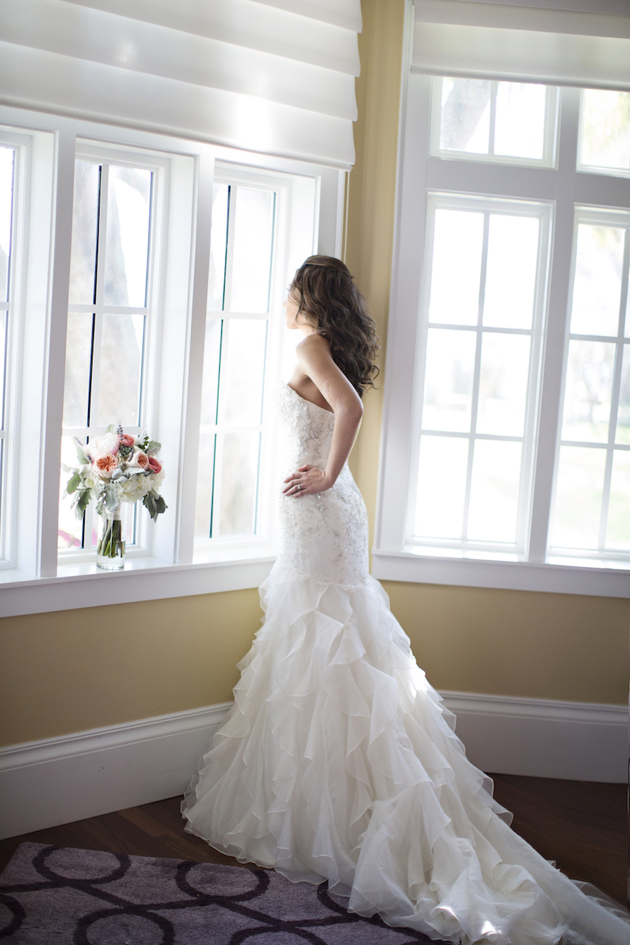 Ivory, Anne Barge Ruffled Wedding Dress