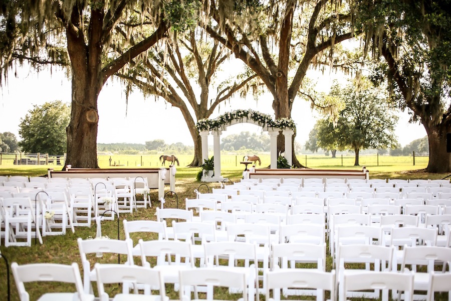 Rustic, Outdoor Wedding Ceremony on Horse Farm | Sarasota Wedding Venue The Oaks at Windsong