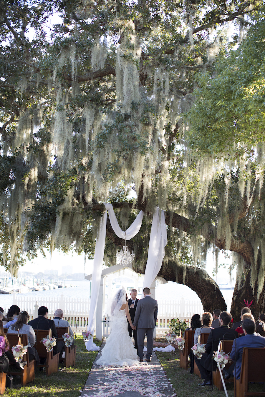 Outdoor Florida Wedding Ceremony Under Spanish Moss | Sarasota Wedding Venue Palmetto Riverside Bed and Breakfast | Sarasota Wedding Photography Djamel Photography