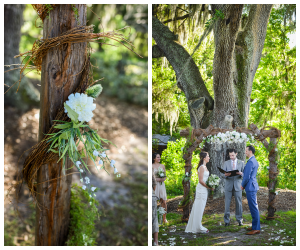 Wood and Twine Wedding Altar | Outdoor Wedding Ceremony Under Large Tree | Rustic Tampa Wedding Ceremony at Cross Creek Ranch