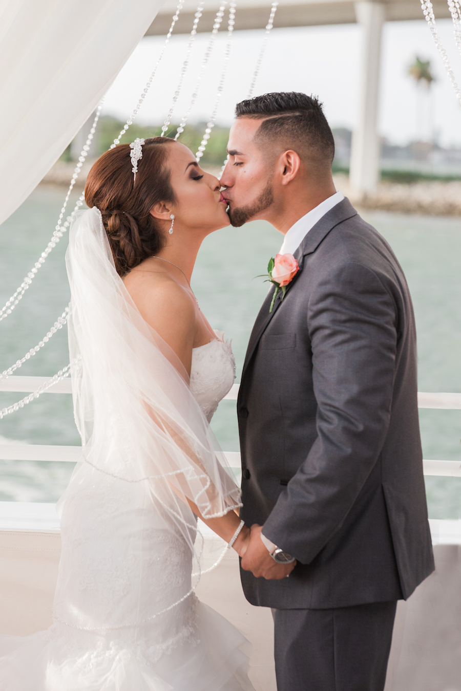 Bride and Groom First Kiss