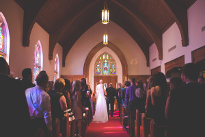 Bride Walking Down Aisle | Tampa Wedding Ceremony Venue Hyde Park Methodist Church