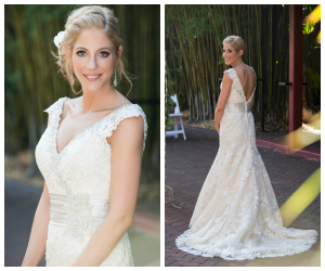 Outdoor, Bridal Portrait of Bride in Ivory, Lace Mori Lee Wedding Gown