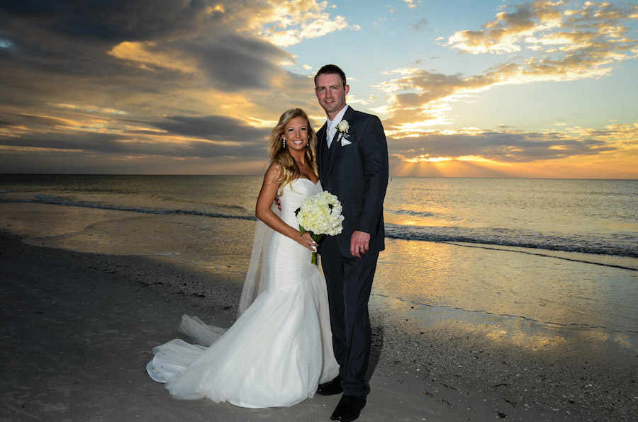 Tampa Bay Bride and Groom Beach Wedding Portrait | St. Petersburg Wedding DJ and Entertainment Celebrations24