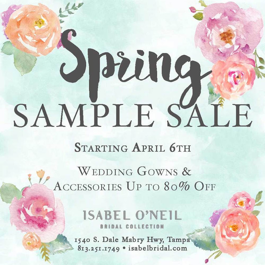 Isabel ONeil Tampa Wedding Dress Store Spring Sample Sale