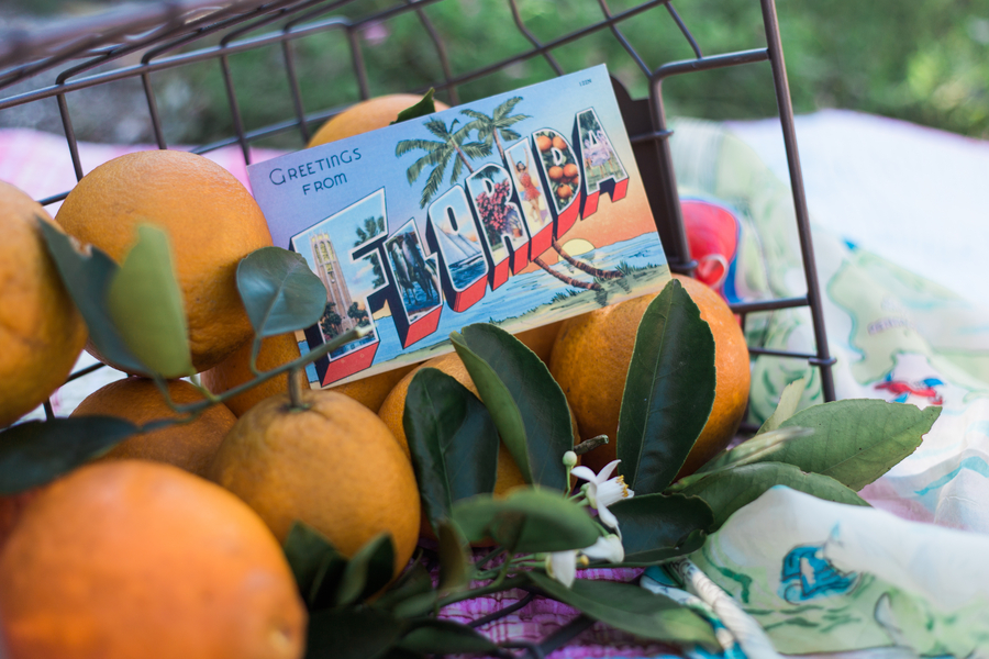 Florida Orange Inspired Tampa Engagement Session with Postcard