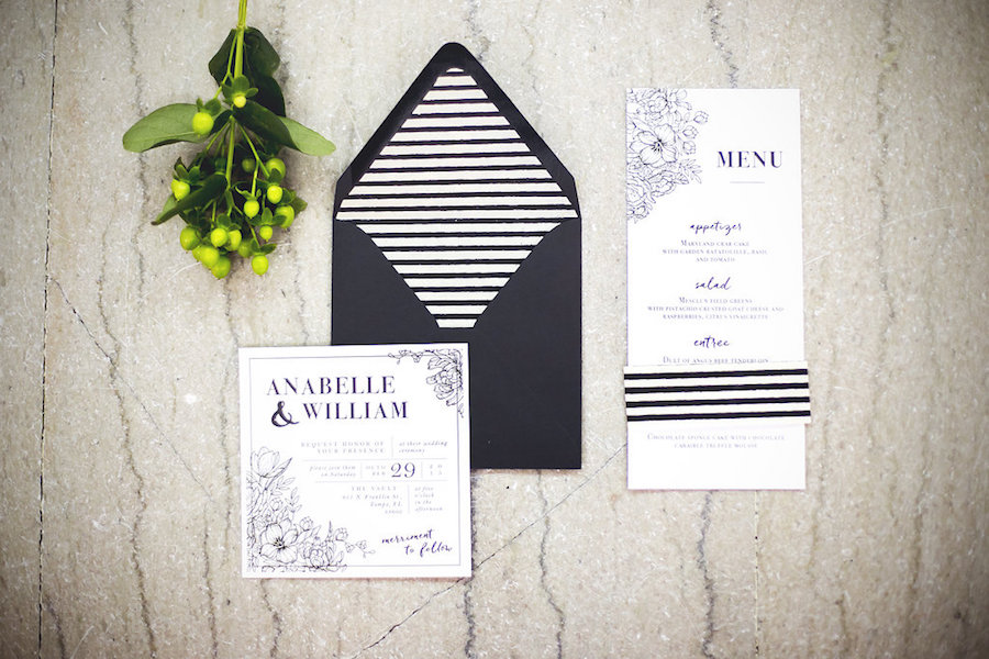 Modern Black and White Wedding Invitation Stationary