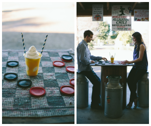 Tampa Engagement Session Playing Checkers and Sharing Milkshake