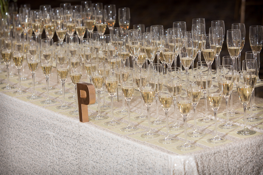 Wedding Guest Place Card Table with Champagne Glasses