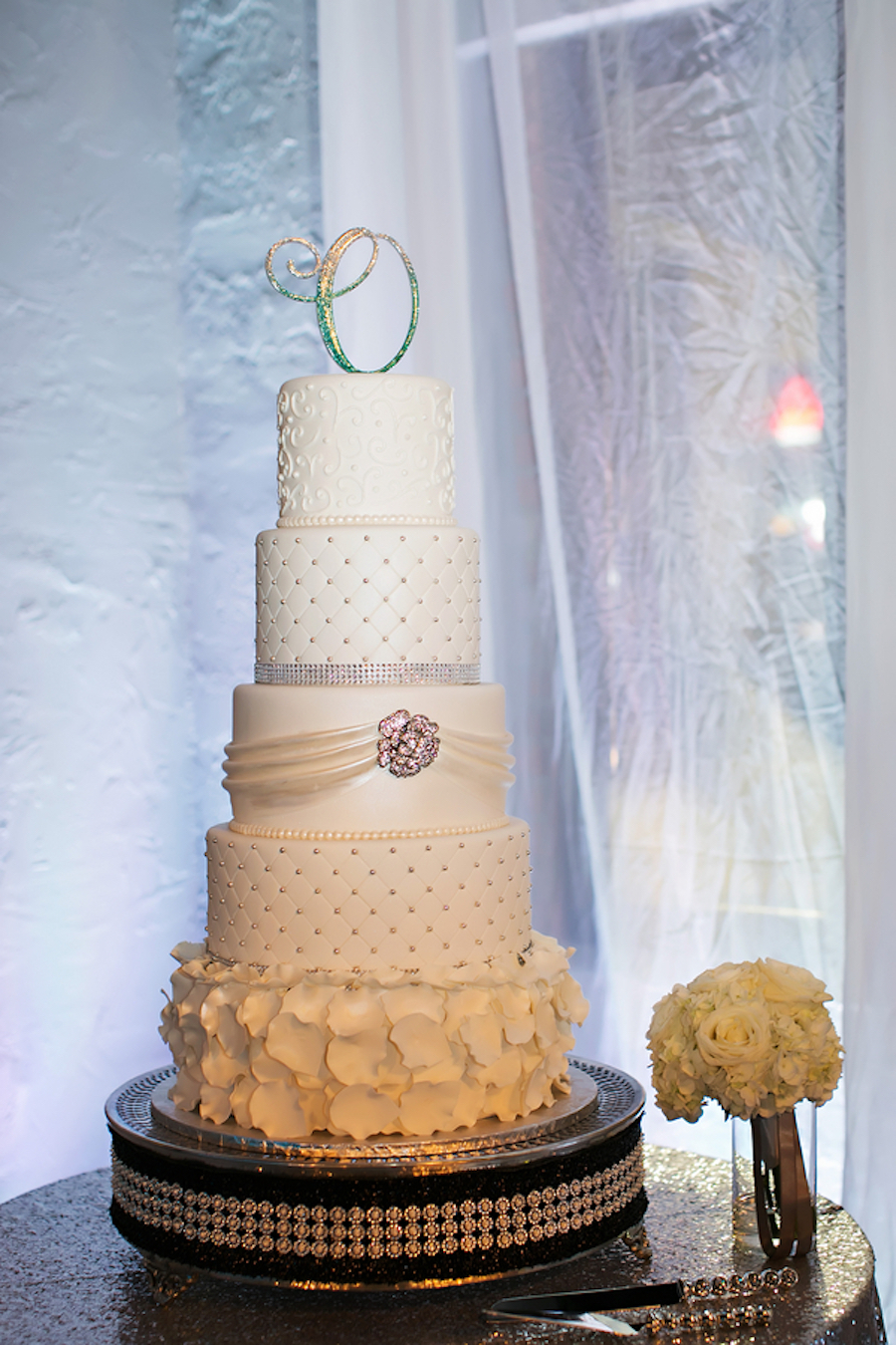 Five-Tiered White Wedding Cake
