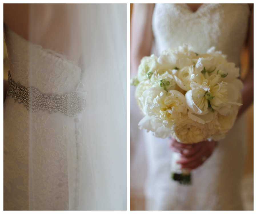 White, Floral Wedding Bouquet and Sheer White Wedding Veil