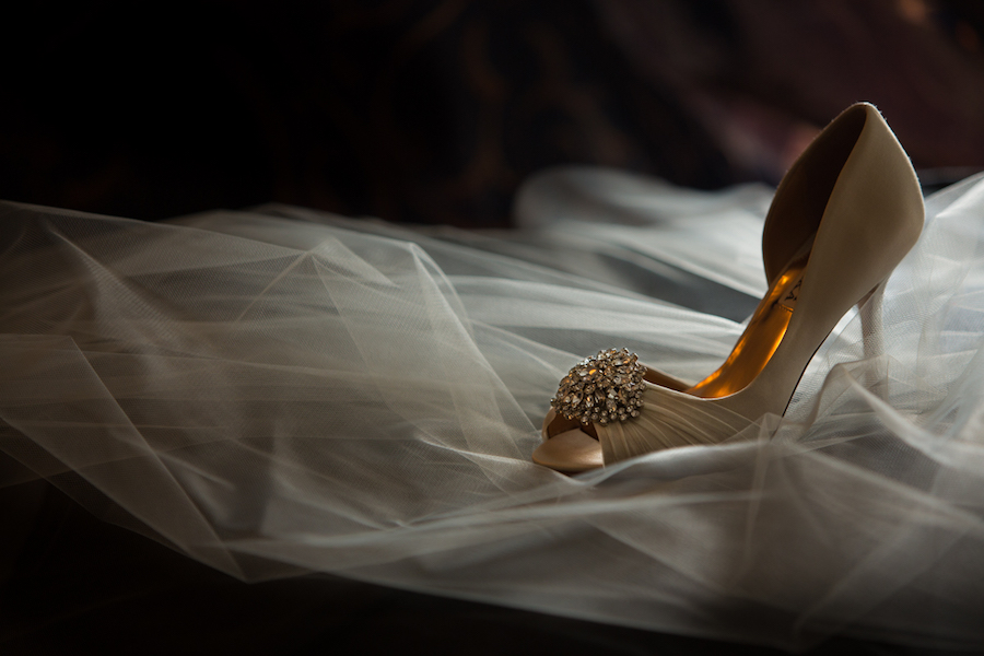 Ivory, Crystal Rhinestone Badgley Mischka Wedding Shoes with Veil