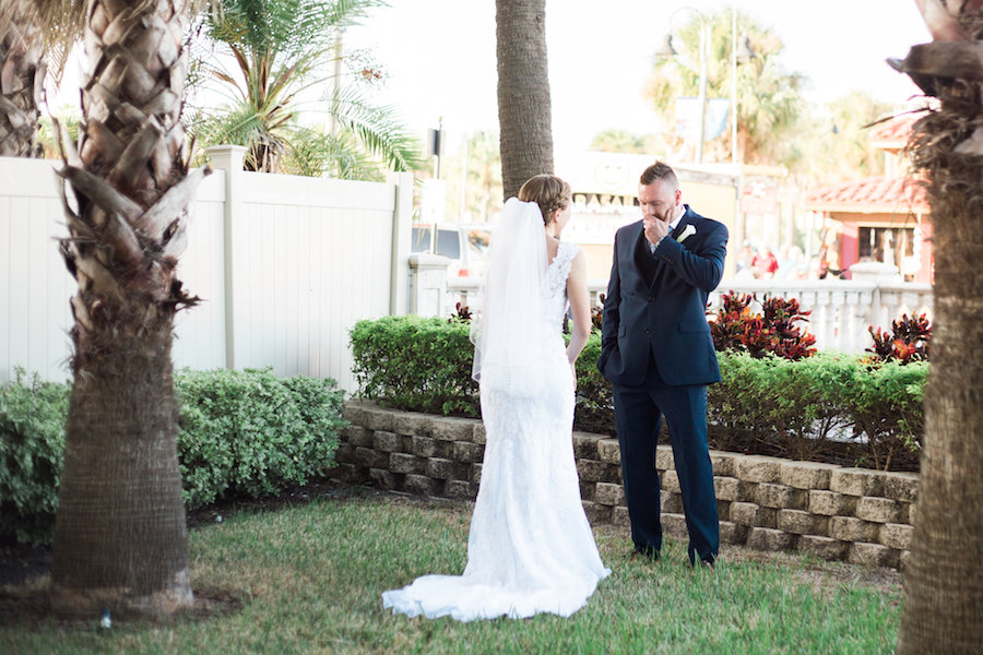 Bride and Groom, Outdoor First Look Wedding Portrait | Clearwater Wedding Photographer Jillian Joseph Photography