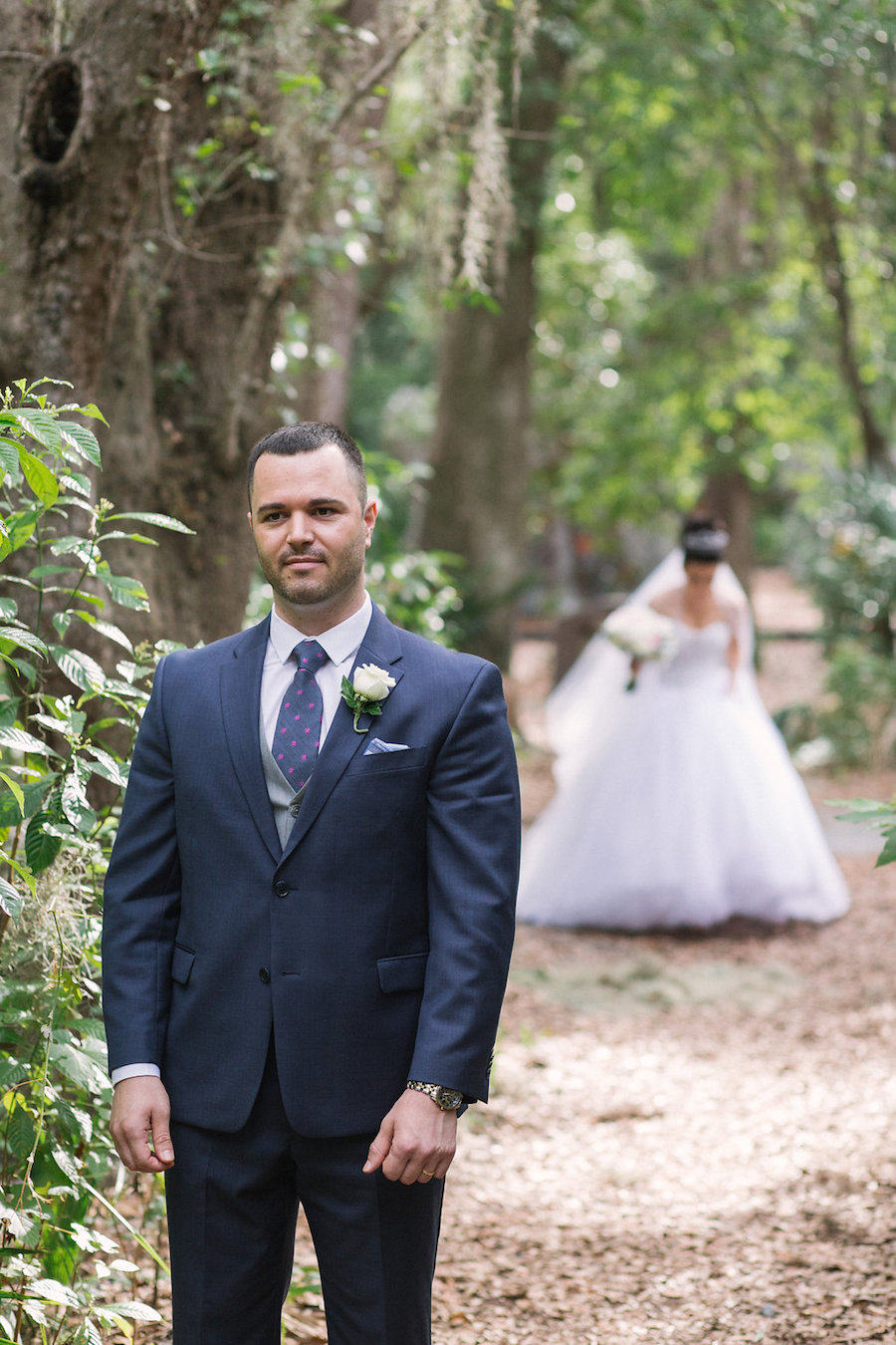 Bride & Groom First Look Wedding Portrait Countryside Country Club