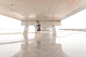 Waterfront, Tampa Engagement Session Under Dock in Water