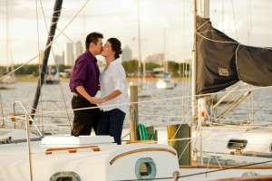 Tampa Engagement Photography on Sail Boat