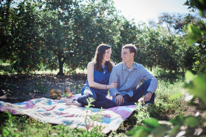 Tampa, Outdoor Engagement Session with Blanket and Tangerines