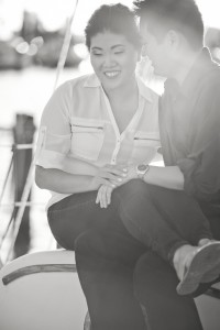 Engagement Photo on Sail Boat