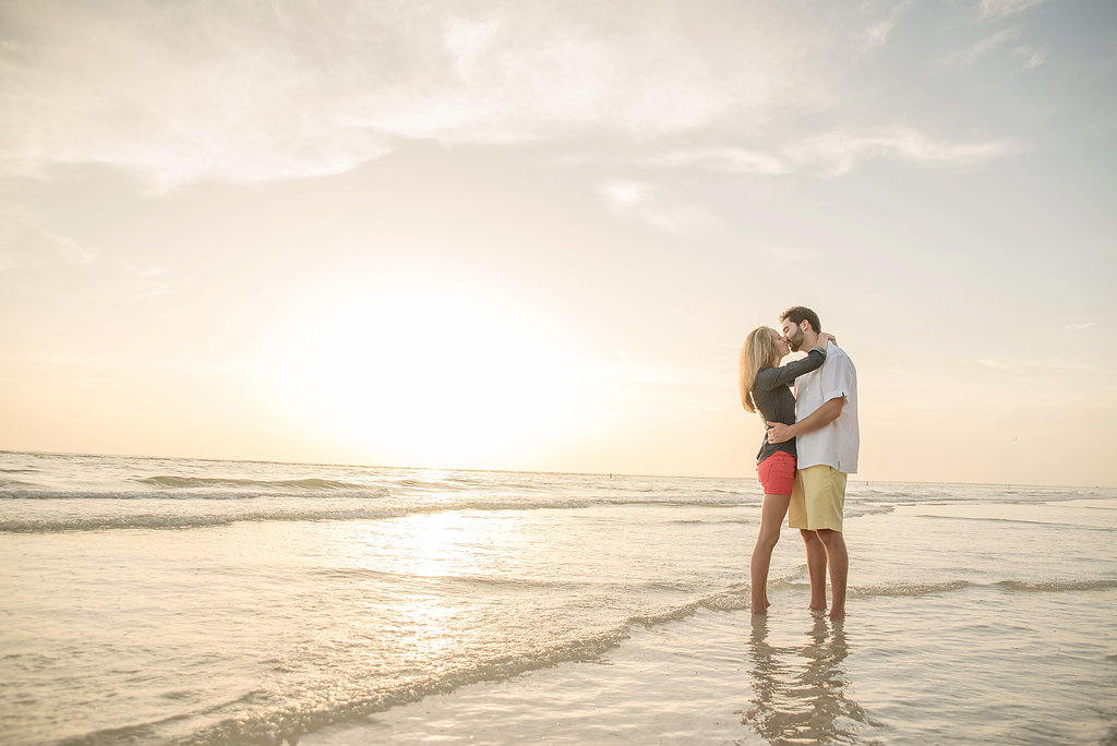 Tampa Engagement Session Kissing on Beach