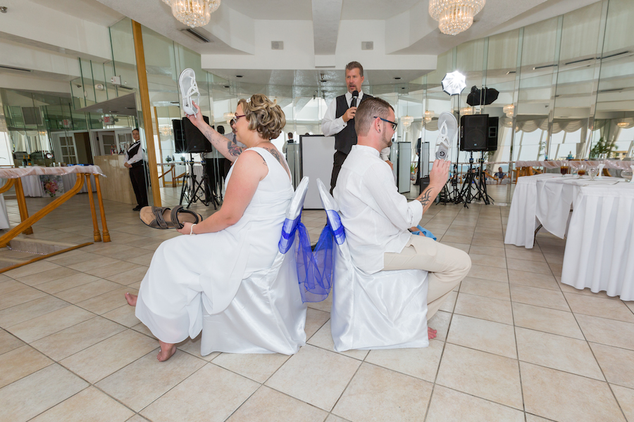 Tampa Bay Bride and Groom Playing the Shoe Game at Wedding Reception | St. Petersburg Wedding DJ and Entertainment Celebrations24