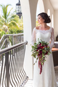 Cascading Burgandy Red Wedding Bouquet with Greenery | Tampa Bay Wedding Florist Andrea Layne Floral Design