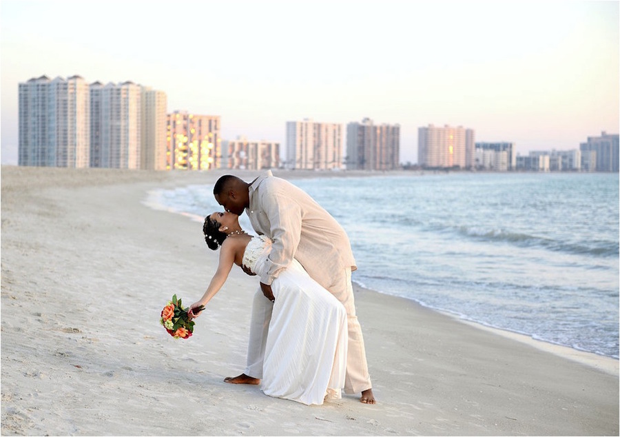 Tampa Bay Bride and Groom Beach Wedding Portrait | St. Petersburg Wedding DJ and Entertainment Celebrations24
